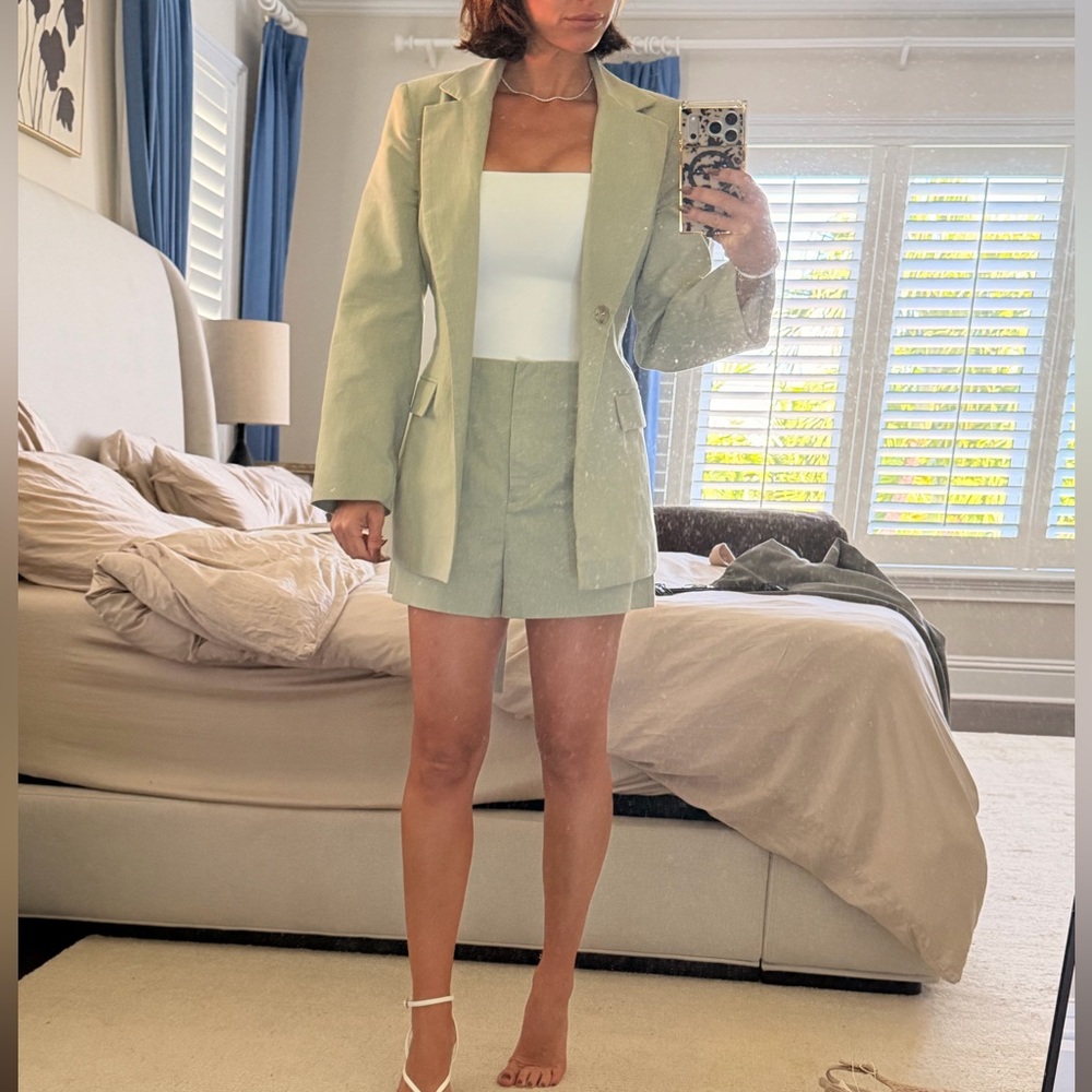 Sage Green Two-Piece Blazer  Set